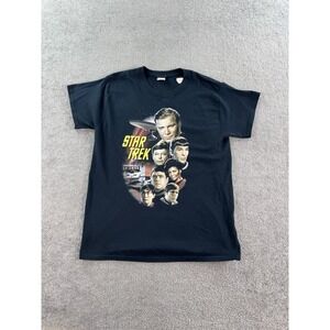 Star Trek Shirt Men Large Black Cotton Gildan Crew Neck Graphic Short Sleeve